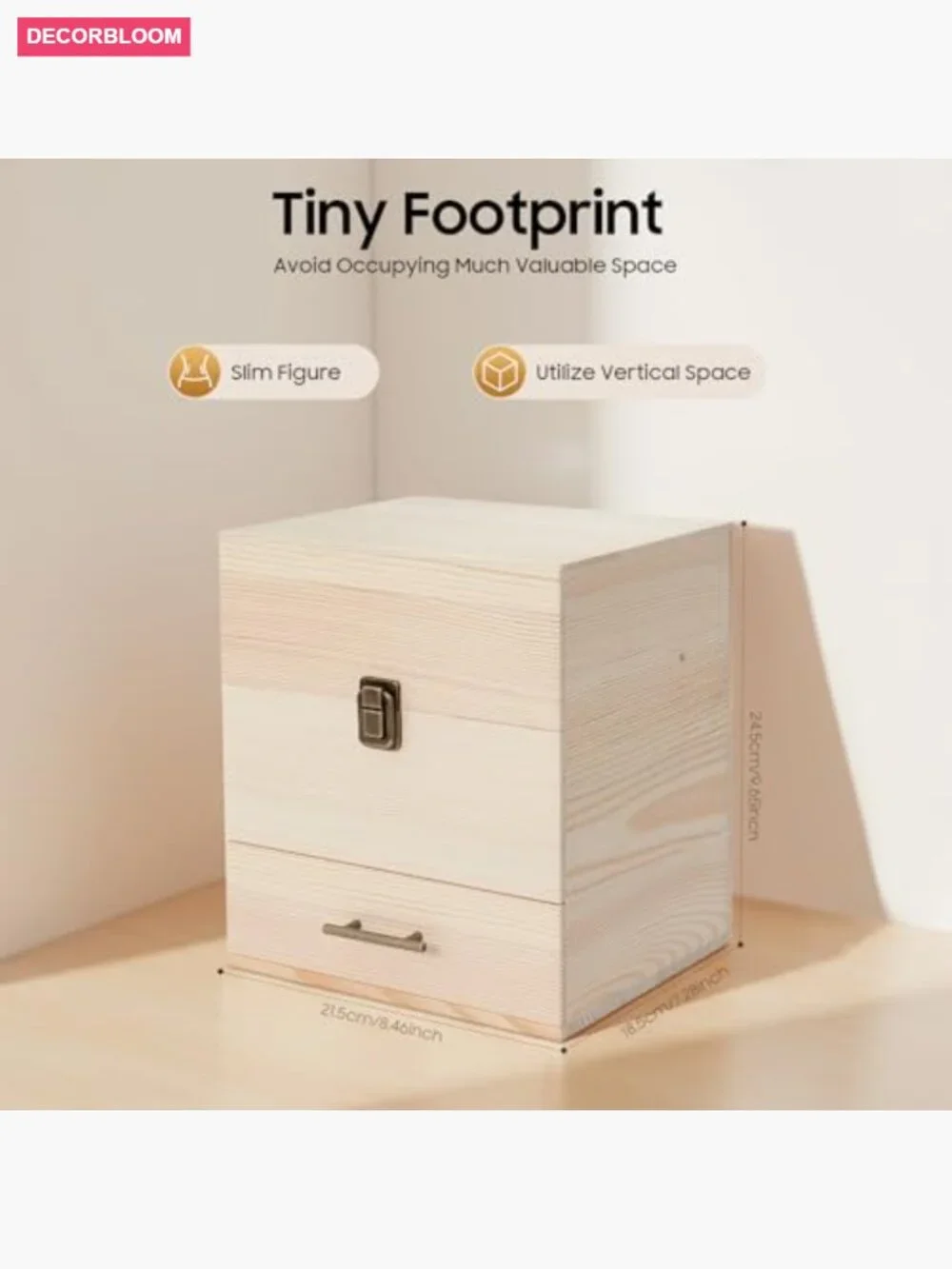3-Tier Wooden Essential Oil Storage Box with 59 Slots